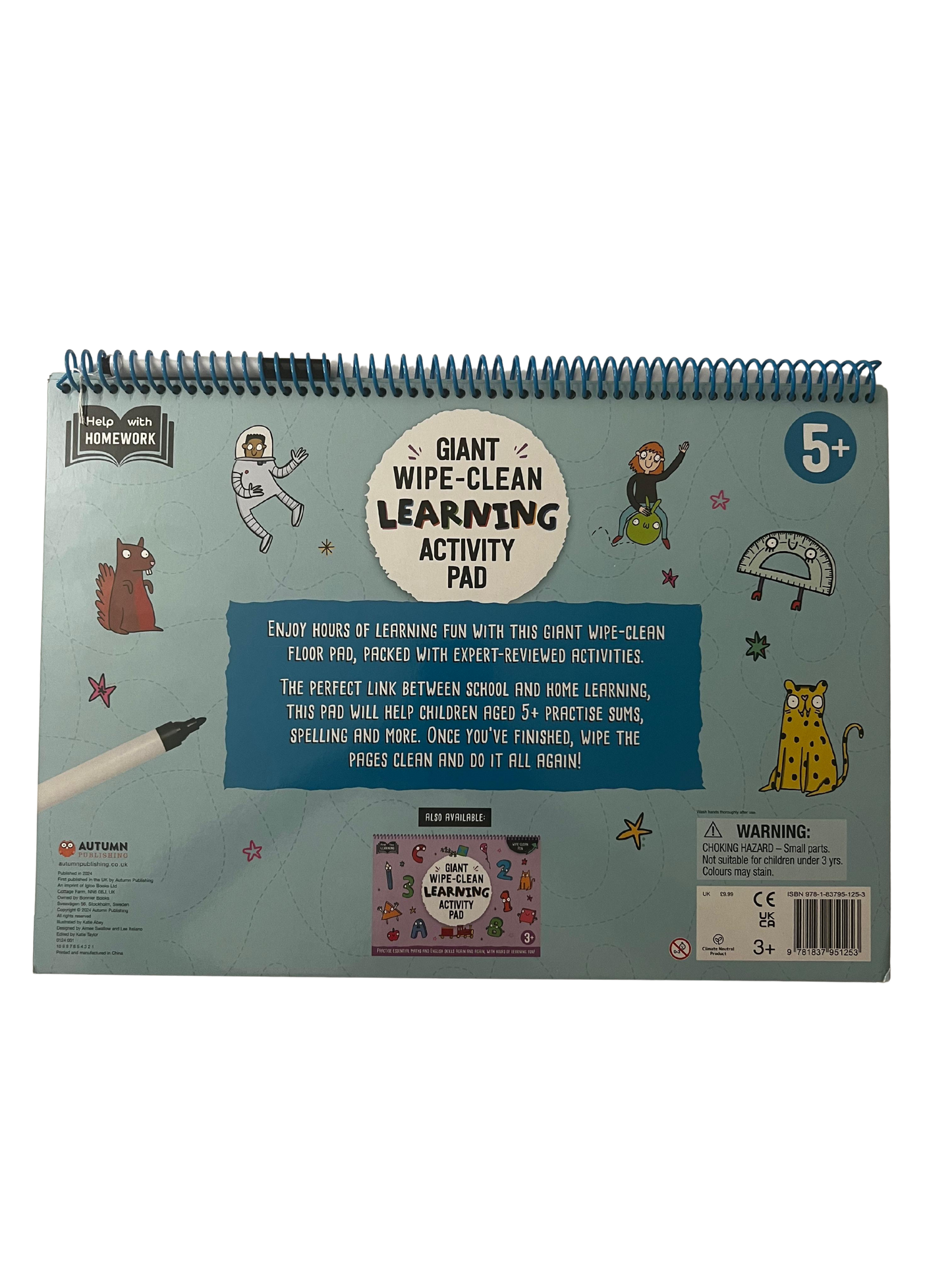 Giant Wipe Clean Activity Learning Pad 5+