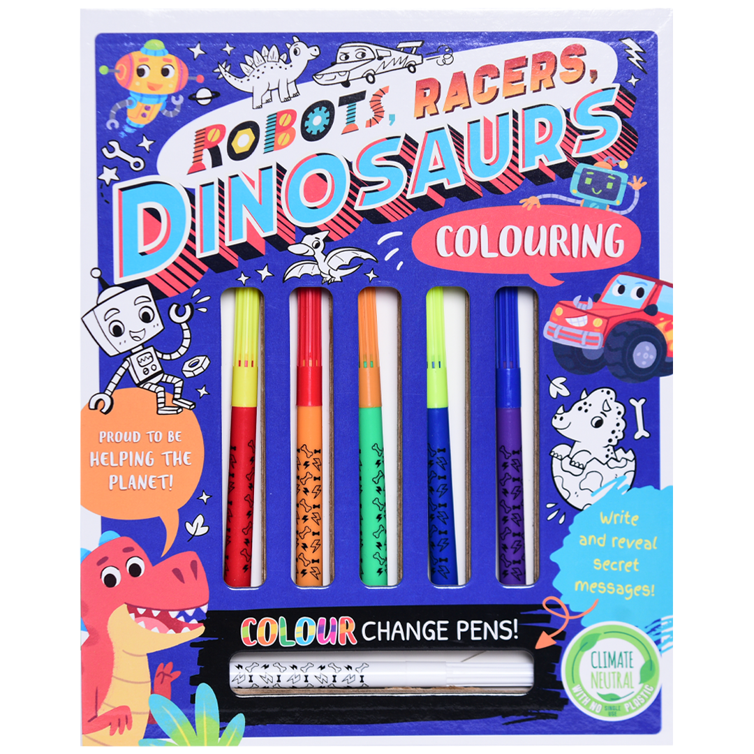 Robots, Racers, Dinosaurs Colouring